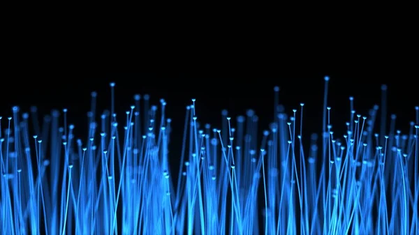 Abstract technology background. Optical fibers of distribution of the light signal from a diode towards a bunch. Used for high speed internet connection. 3d illustration