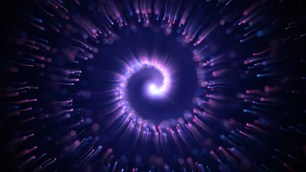 Estrelar Azul Brilhante Espiral Torcida Partículas Brilhantes Trilha Sobre Fundo — Fotografia de Stock