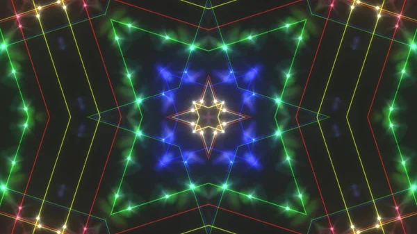 Abstraktní Pozadí Disco Kaleidoskopy Zářící Neon Barevné Linie Geometrické Tvary — Stock fotografie