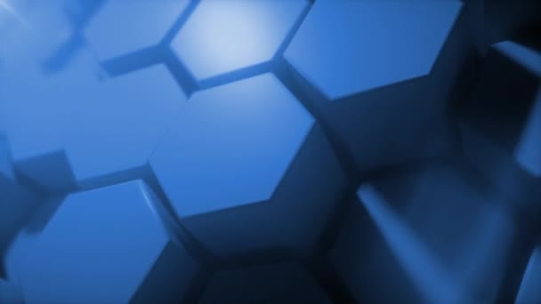 Fondo abstracto hecho de hexágonos de plástico en movimiento. Inconsútil bucle de animación 3d — Vídeo de stock