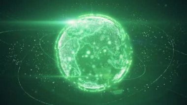 Dijital planet earth veri soyut modern dijital çağın iletişim, karmaşıklık ve veri akışının verici bir teknolojik veri ağının sorunsuz döngü 3d animasyon