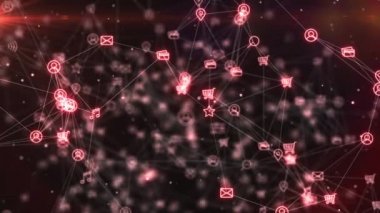 Sosyal ağ bağlantıları. İnsanlar internette, düğümleri dönüştürme bağlanma. Semaless döngü 4k cg animasyonu