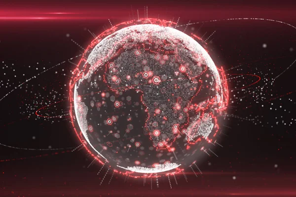 3d illustration of Digital planet earth data abstract of a technological data network transmitting communication, complexity and data flow of the modern digital era