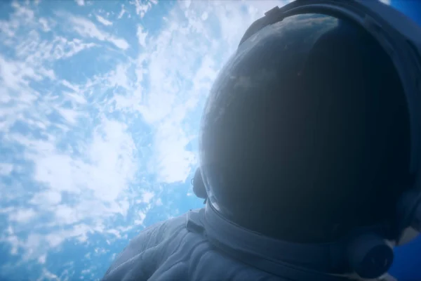 Astronaute Solitaire Regarde Planète Terre Illustration — Photo