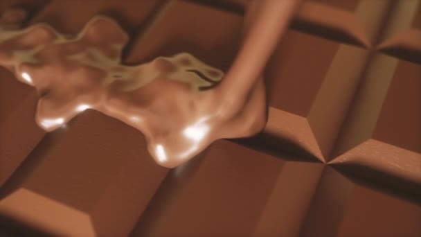 融化的巧克力在一大块巧克力上倾泻而慢 — 图库视频影像