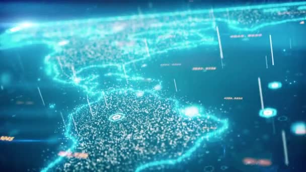 Mapa del mundo global concepto de negocio de comunicación y transferencia de información en el mundo — Vídeo de stock