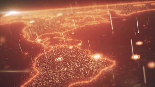 Mapa del mundo global concepto de negocio de comunicación y transferencia de información en el mundo — Vídeo de stock