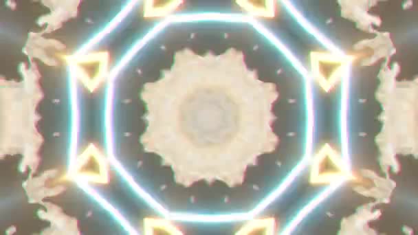 Kaleidoskop-Sequenzmuster. 4k abstrakte mehrfarbige Bewegungsgrafik Hintergrund. oder für Yoga, Clubs, Shows, Mandala, fraktale Animation. schöne helle Ornamente. nahtlose Schleife. — Stockvideo