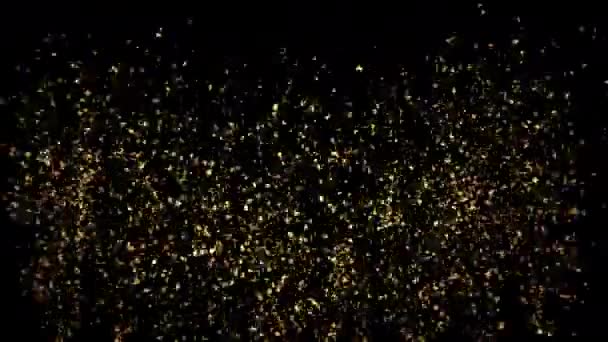 Golden Confetti Party Popper Explosions em um fundo preto e verde. animação 3d loop, 4K . — Vídeo de Stock