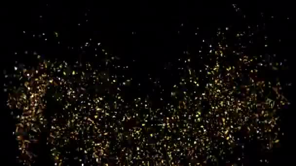 Golden Confetti Party Popper Explosions em um fundo preto e verde. animação 3d loop, 4K . — Vídeo de Stock