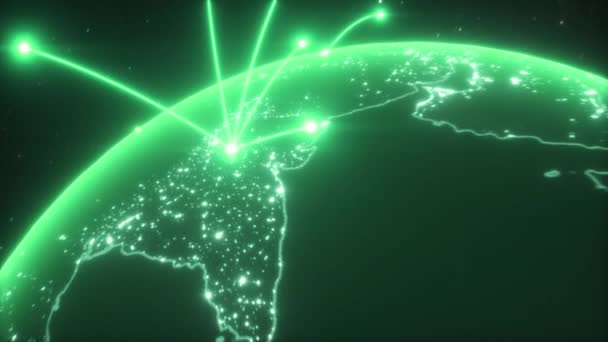 Глобальная бизнес-концепция связей и передачи информации в мире — стоковое видео