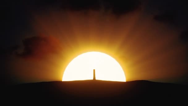 Albero in rapida crescita sullo sfondo dell'alba. Il concetto di nuova generazione e libertà — Video Stock