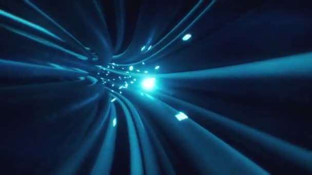 Fils câbles binaire voler à travers les données Internet alimentation circuit électrique fibre boucle sans couture animation 4k — Video