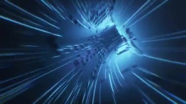 Bir futuristik neon tünel yoluyla yolculuk