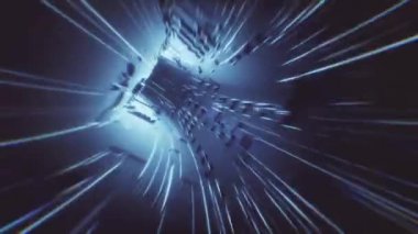 Bir futuristik neon tünel yoluyla yolculuk