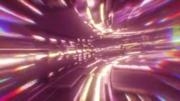 Viaggia attraverso un futuristico tunnel al neon. loop senza soluzione di continuità animazione 3d. Giro ad alta velocità attraverso un corridoio colorato . — Video Stock