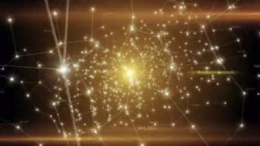 Büyüyen küresel ağ ve veri bağlantılarını teknoloji uzayda uçan. Bir teknoloji, iletişim ya da sosyal medya geçmişi için kullanabilirsiniz. Portakal rengi. Sorunsuz döngü 3d animasyon. 4k