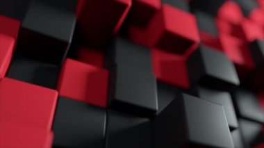 İki renkli küpler kırmızı ve siyah, kesintisiz hareketlerinin soyut 3d animasyon döngü 4 k arka plan
