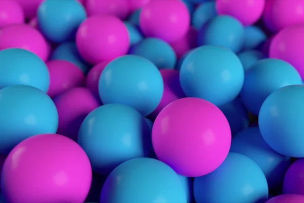 Kleurrijke 3d illustratie achtergrond uit een stapel van abstracte blauwe en paarse bollen — Stockfoto