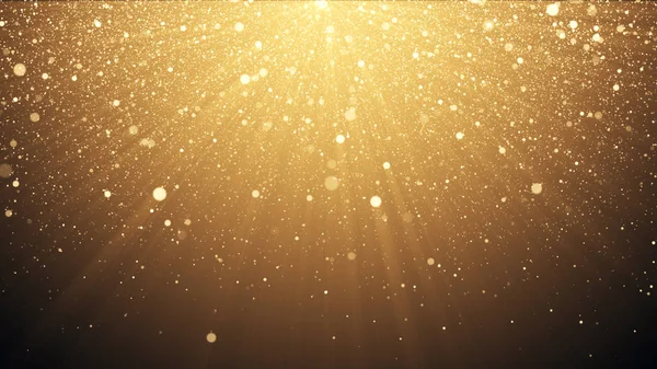 Złoty brokat tło z blask blask światła konfetti efekt 3d ilustracja — Zdjęcie stockowe