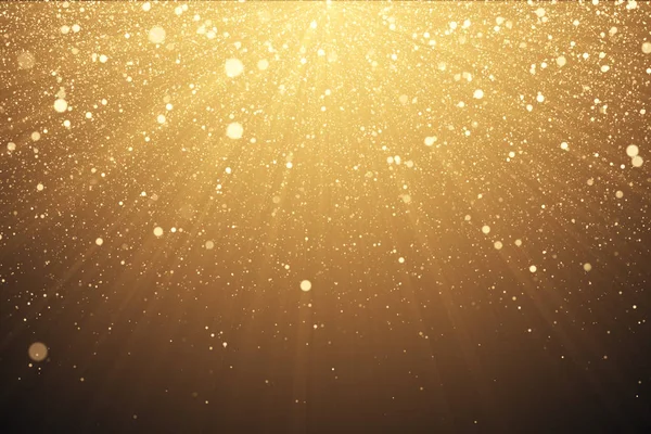 Guld glitter bakgrund med gnistrande glans ljus konfetti effekten 3d illustration — Stockfoto