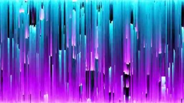 Piksel sıralama desen glitch etkisi soyut sorunsuz döngü animasyon. Müzik video, geçişler, yayın, Floresan ultraviyole ışık, lazer neon hatları kullanın. Mavi pembe spektrum