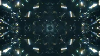 Kaleydoskop etkisi ile köpüklü soyut dönen elmas makro arka plan. Dikişsiz döngü 4k cg 3d animasyon