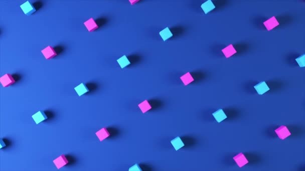 Abstrakt 3D göra bakgrund gjord av rörliga färgglada kuber. VJ sömlös loop 4K bakgrund. — Stockvideo