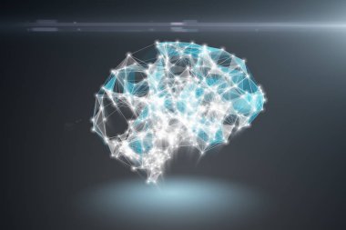 Ai yapay zeka, dijital çizgiler ve ışıklı nokta insan beyninin yapısını oluşturan 3d illüstrasyon bağlı