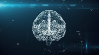 Dijital beyin yapay zeka Ai büyük veri makine kodu ile derin öğrenme bilgisayar makinesi, 3d illüstrasyon