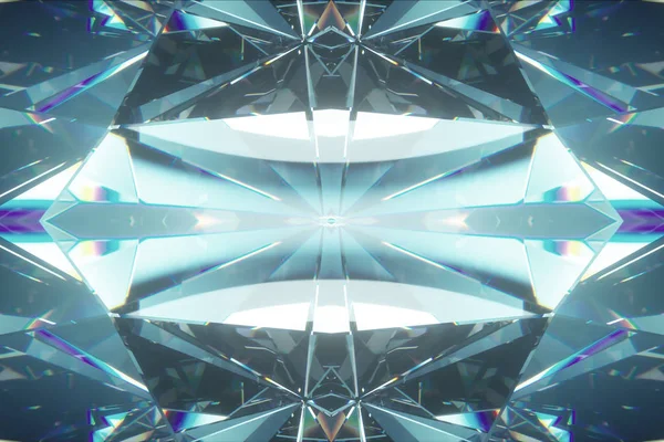 Espumante abstrato rotativo diamante macro fundo com efeito caleidoscópio. ilustração 3d — Fotografia de Stock