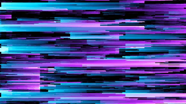 Ilustración abstracta en 3D del efecto de fallo del patrón de clasificación de píxeles. Uso en video musical, transiciones, difusión, luz ultravioleta fluorescente Espectro rosa azul — Foto de Stock