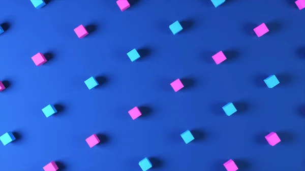 Streszczenie 3D ilustracja tło wykonane z ruchomych kolorowych kostek. — Zdjęcie stockowe