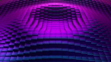 Hareket halindeki soyut ultraviyole kübik yüzey. Yukarı ve aşağı hareket eden küplerin sorunsuz döngü 3d animasyon.