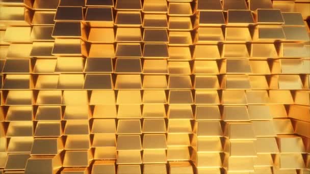 Beautiful abstract gold bars. The golden wall of blocks is moving. Seamless loop 4k cg 3d animation — Stock Video