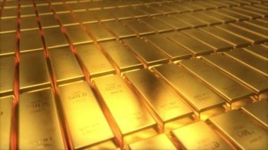 Soyut Golden Bar Turn, Dikişsiz döngü 3d animasyon 4k