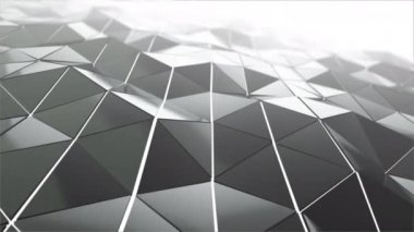 Cam, krom veya sis ile plastik pürüzsüz Çokgen yüzey sallayarak animasyon ile soyut modern teknoloji arka plan. Güzel teknolojik zemin. Dikişsiz döngü 4k animasyon.