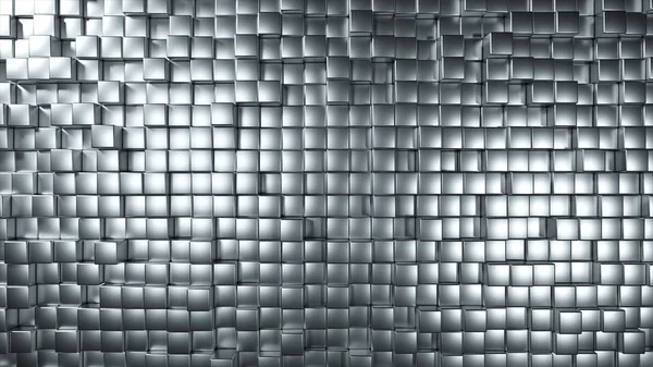 Contexto abstrato de cubos metálicos em movimento aleatório. ilustração 3d — Fotografia de Stock