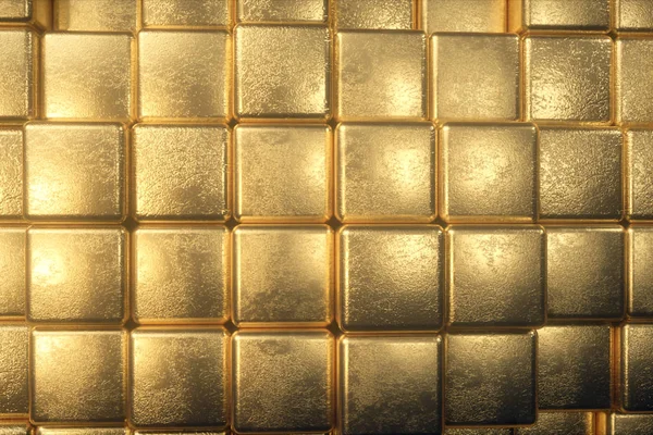 Belo abstrato cubos dourados. A parede dourada dos blocos está se movendo. ilustração 3d — Fotografia de Stock