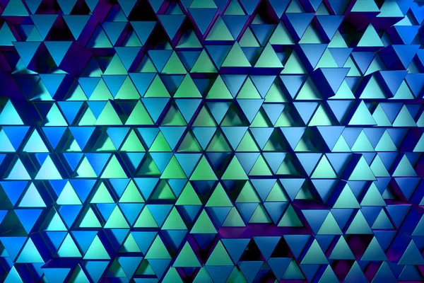 Fondo abstracto de triángulos metálicos brillantes. Moderna iluminación de moda. ilustración 3d — Foto de Stock