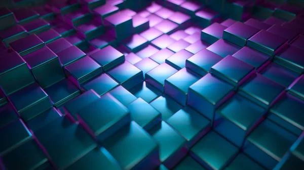 Abstract background of metal glossy cubes. Modern fashion lighting. 3d illustration — Stock Photo, Image