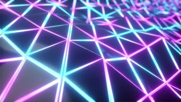 Abstrakte cg polygonale neonblaue Oberfläche. geometrische Poly-Lichtdreiecke Bewegungshintergrund. nahtlose 4k-Animation in Schleife — Stockvideo