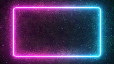 Dikdörtgen neon bir kir orman yüzeyinin arka planda parıldayan parlak formu. Modern ultraviyole floresan ışık spektrumu. 3d illüstrasyon