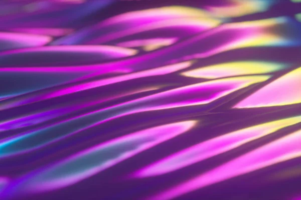 Abstrakt holografisk olja yta bakgrund, folie vågig yta, våg och ringar, ultraviolett modernt ljus, Neon blå Rosa spektrum färger, 3D Render grafisk design, 3D illustration — Stockfoto
