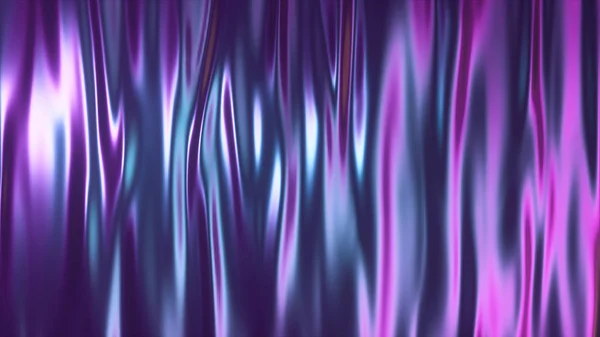 Soyut holografik yağ yüzey arka plan, folyo dalgalı yüzey, dalga ve dalgalar, ultraviyole modern ışık, neon mavi pembe spektrum renkleri, 3d render grafik tasarım, 3d illüstrasyon — Stok fotoğraf