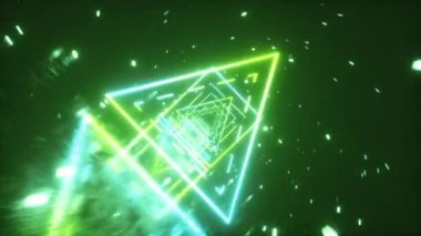 80'li yıllarda neon parlayan rakamlar ile retro fütüristik uzayda Crazy uçuş. 360 derece kamera dönüşü. Sorunsuz döngü 3d animasyon