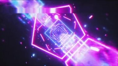 80'li yıllarda neon parlayan rakamlar ile retro fütüristik uzayda Crazy uçuş. Sorunsuz döngü animasyonu. Distorsiyonlar, gürültü ve renk sapması ile Film Vhs etkisi