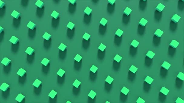 ジオメトリシェイプの抽象 3D レンダリング。シームレスループのコンピュータアニメーション。ポスター、カバー、ブランディング、バナー、プラカードのための緑のキューブの現代的な背景、シームレスなモーションデザイン。4k ウード — ストック動画