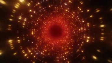 Parlak soyut dalgalı hareket arka plan. Neon lambalar. Spiral tünelin parlayan noktaları. Parlak parlak noktalar. lazer ışığı. Modern turuncu ve kırmızı renk spektrumu. Sorunsuz döngü 3d animasyon