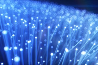 Milyonlarca fiber optik kablo sinyal, yanıp sönen sinyal, en son teknoloji konsepti. 3d illüstrasyon